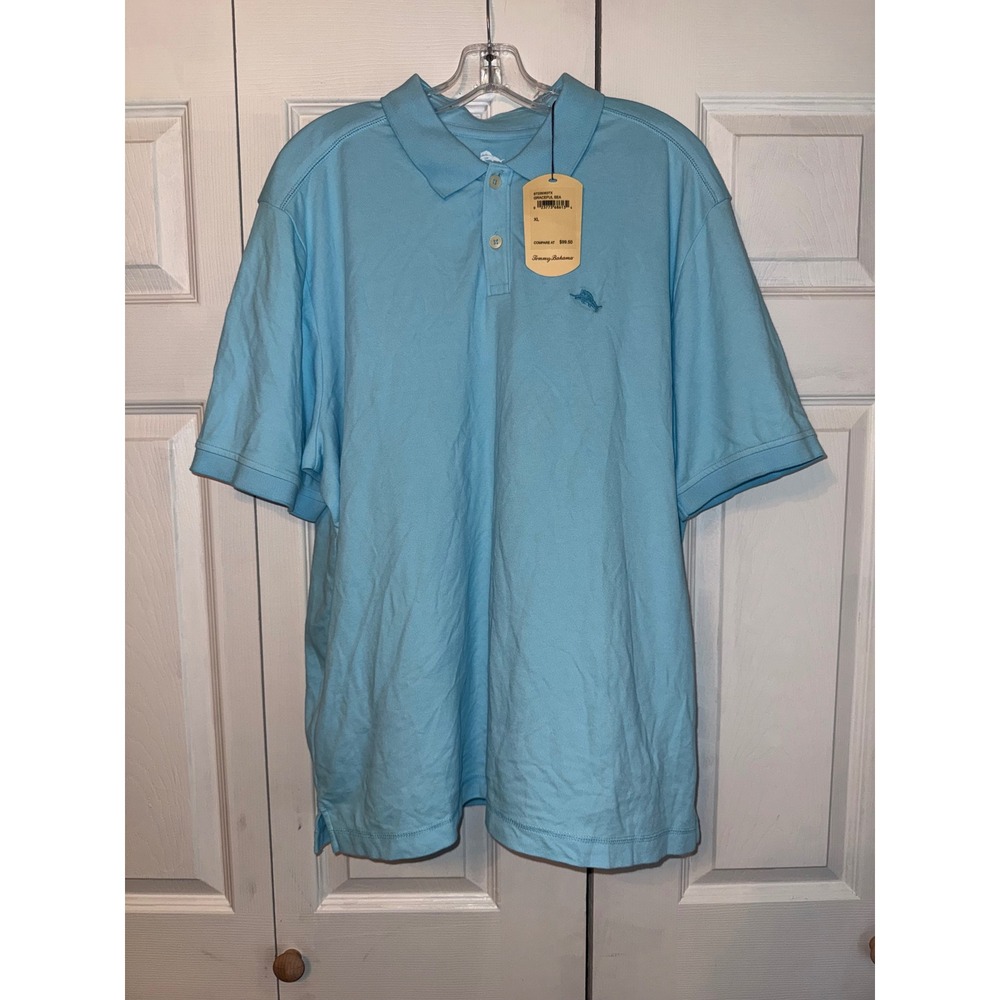 Tommy Bahama Mens XL Graceful Sea Blue Short Sleeve Polo Shirt ST226363TX NWT